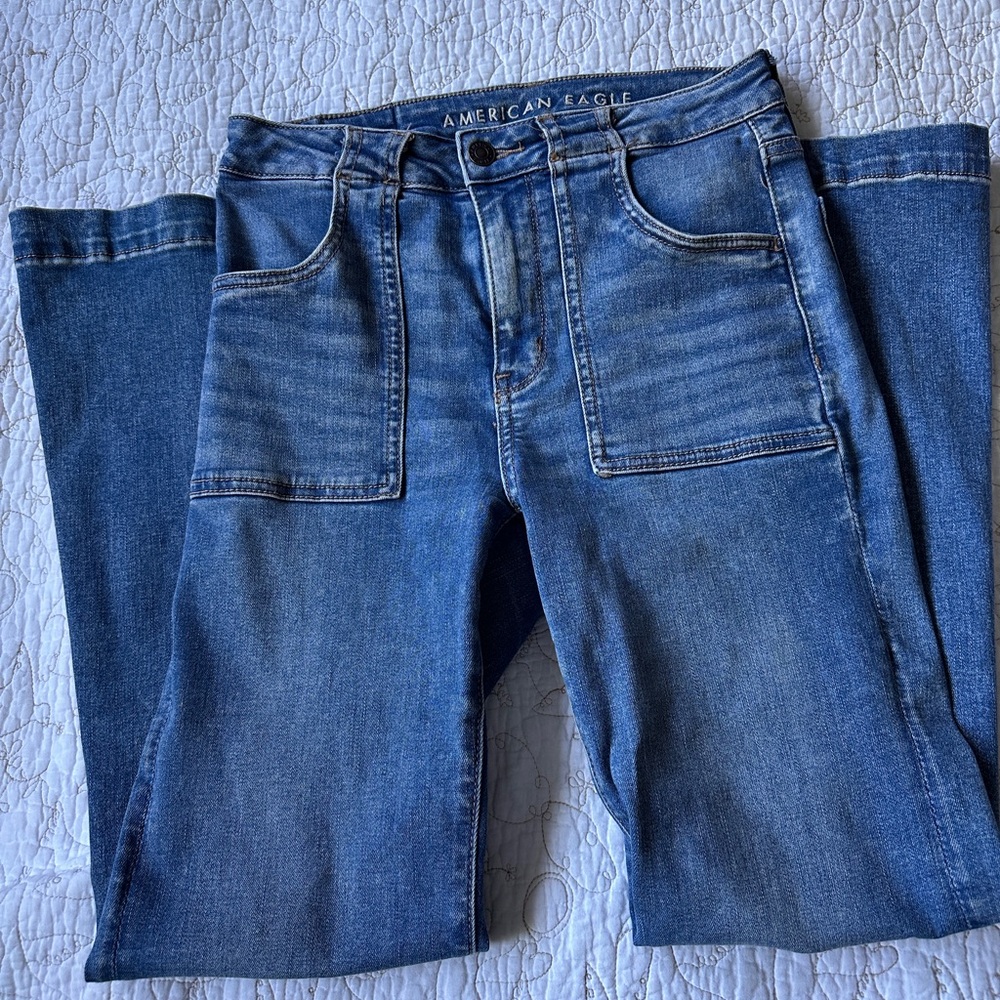 American Eagle Outfitters Women's Flare Blue Jeans